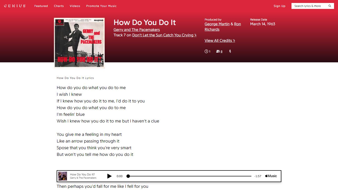 Gerry and The Pacemakers – How Do You Do It Lyrics - Genius